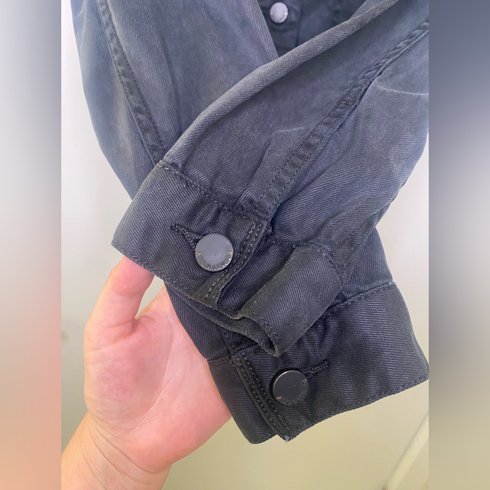 All Saints Women's Charcoal Classic  Jean Jacket - Picture 4 of 6